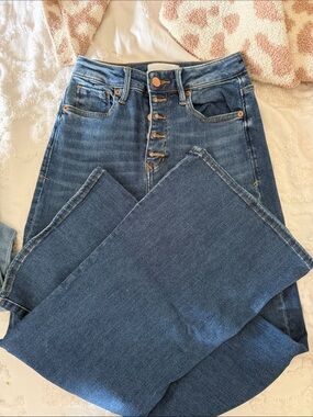 Dear John High-Waist Blue Button-Fly Women's Flare leg Jeans